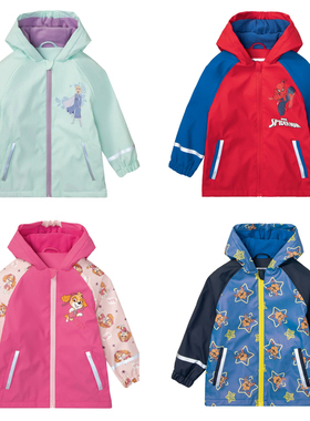 秋冬儿童冲锋衣男童女童宝宝连帽抓绒上衣防风防水外套两件式雨衣
