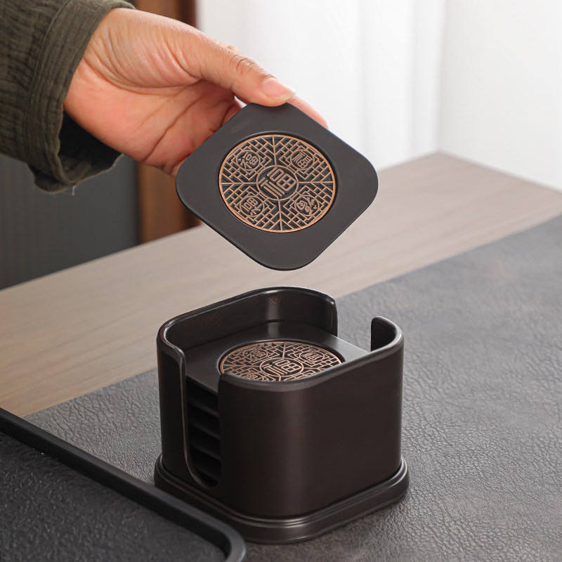 电木茶杯垫防烫茶杯托办s公室隔热垫五福茶道杯垫高档功夫茶具配