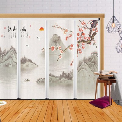 花鸟隐形折叠门推拉门室内客厅阳台隔断厨房卧室铝合金折叠推拉门