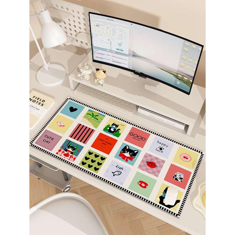 书桌键盘电脑桌鼠标垫垫子垫办公室大号超可爱防水垫Y桌面皮革女