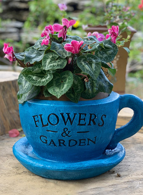 创意花园摆件创i意花盆大号咖啡杯花缸庭院阳台布置造景可种植装