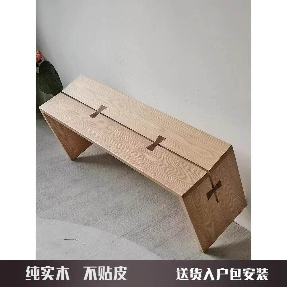 全实木长凳子餐椅极简网红原木饭厅餐桌木板凳换鞋凳白蜡木长条