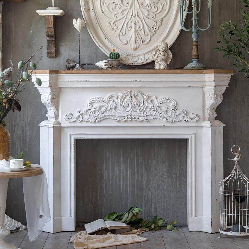 法式覆古壁炉装饰柜别墅民宿会所客厅做旧玄关壁炉架欧式摄影道具