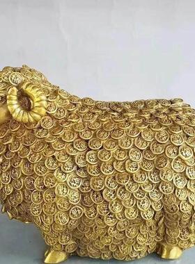 纯铜羊摆件万福羊生肖羊领头羊家居客厅办公室桌面装饰品铜羊绵羊