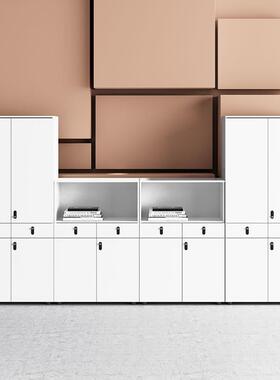 办公室矮柜会议室茶水柜带锁储物柜子木质资料柜白色印表机放置柜