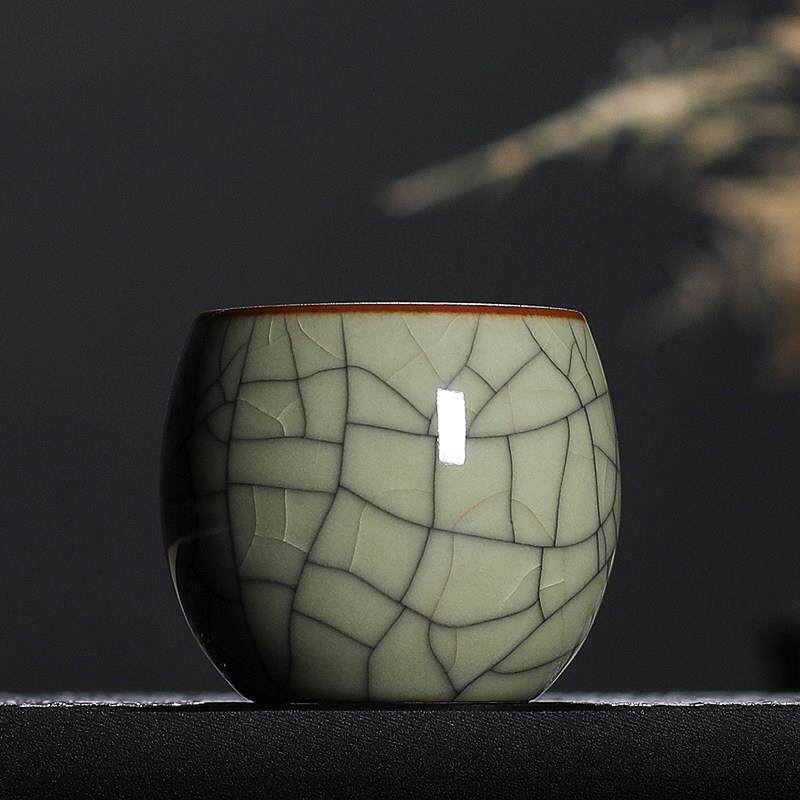 青瓷品茗杯单杯龙泉手工冰裂陶瓷功夫茶杯传世哥窑主人杯茶盏家用