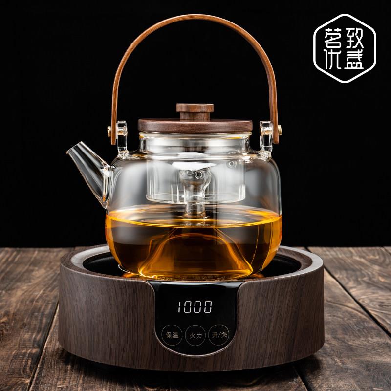 蒸汽玻璃提梁煮茶壶养生壶全自动蒸茶壶煮茶器家用抽水电陶炉煮茶