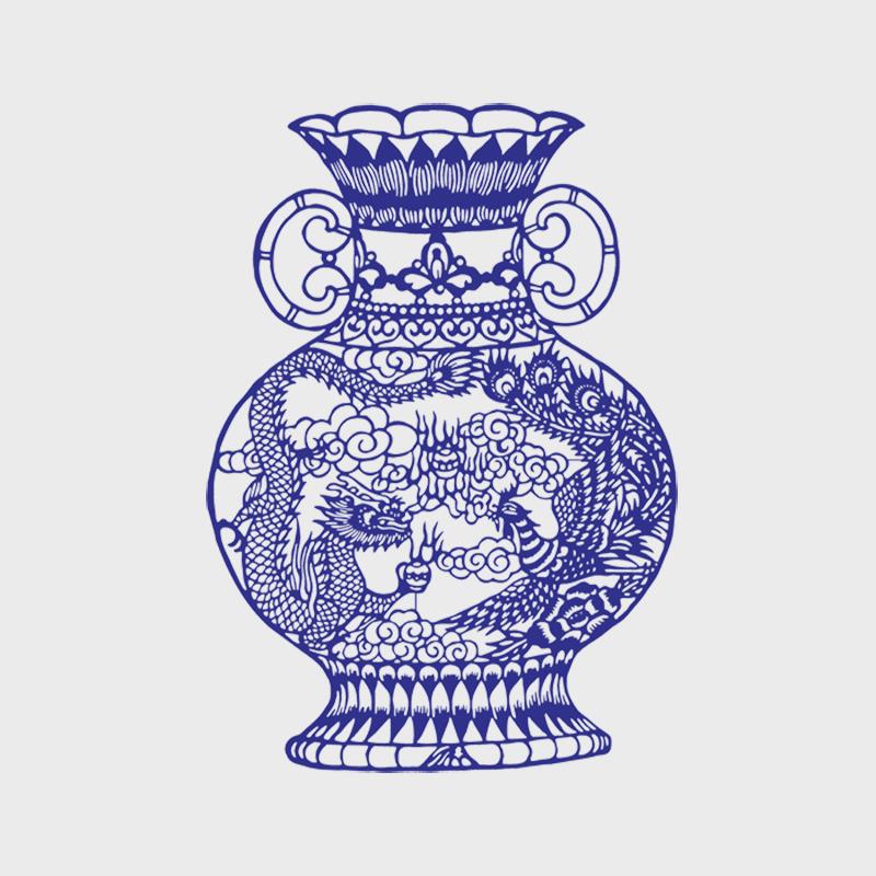 特色青花瓷剪纸作品成品手工中国风艺术创意镂空刻纸剪纸画