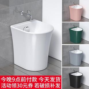 卫生间洗地拖布池旋转下水器 阳台陶瓷拖把桶家用陶瓷拖把池落地式