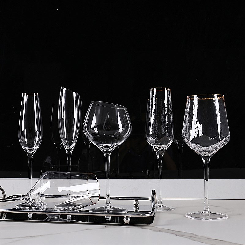 酒柜装饰餐桌酒具细金边红酒杯 高脚香槟杯子套装 样板房样板间