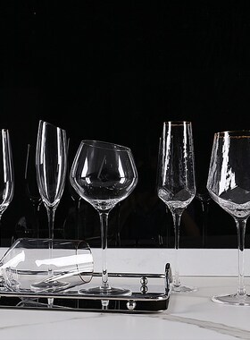 酒柜装饰餐桌酒具细金边红酒杯 高脚香槟杯子套装 样板房样板间