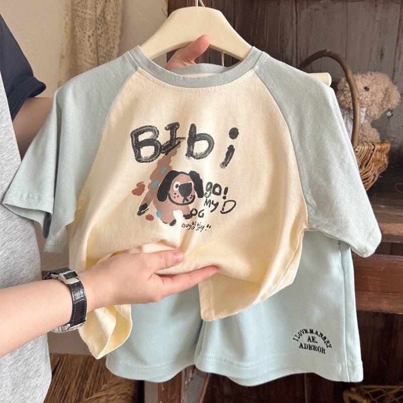 儿童运动套装夏季薄款男女童卡通短袖T恤短裤两件套宝宝夏装洋气,童装/婴儿装/亲子装,套装,淘宝优惠券,粉丝福利购,淘宝优惠卷