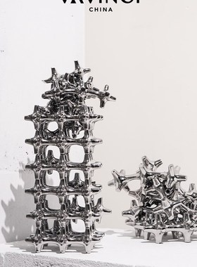 梵其陶瓷魔方摆件简约现代几何桌面摆设样板间玄关客厅电视柜软装