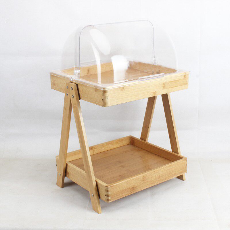 防尘展示托盘带盖试吃餐厅保鲜盘甜点面包烘焙托盘透明自助餐盘架