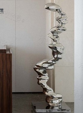 金属抽象曲线雕塑定制酒店大堂走廊客厅现代软装美陈落地摆件轻奢