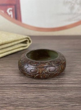 包老古董旧货铜器小炉大明宣德炉小祥云笔洗摆件老物件家居摆件