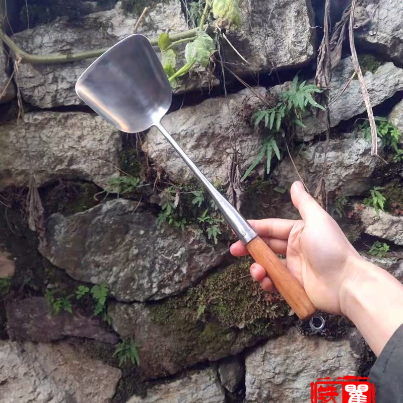 瞿氏铁匠锅铲老式锅铲家用不锈钢纯手工锻打一体成型锅铲炒菜铲子