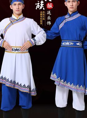 蒙古族演出舞蹈服装男士艺考民族蒙族摔跤骑马舞蒙古袍舞台表演服