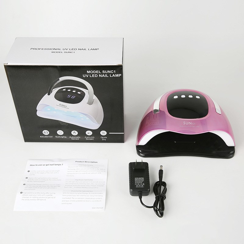 新款炫彩美甲灯C1大功率63颗双光源指甲烤灯手提美甲光疗机