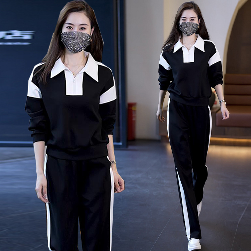 新款胖MM减龄长袖+裤子两件套服2025春季大码女装休闲运动套装女