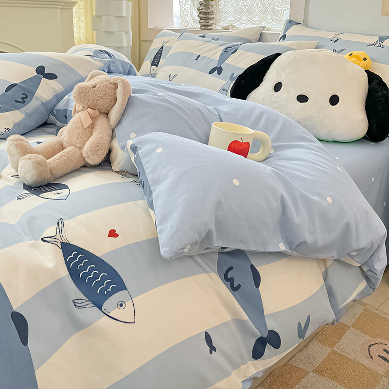 卡通全棉纯棉床上四件套2s024新款儿童床品被套床单宿舍三件套床