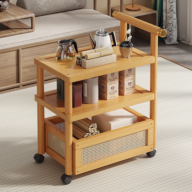 中古小推车家用客厅置物架可移动小推桌茶水架沙发边柜茶几小桌子