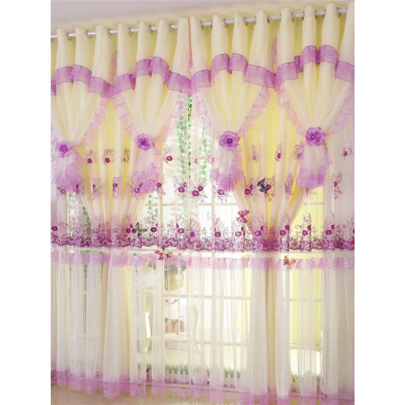 窗帘两层纱遮光小窗户婚房窗帘成品卧室温馨O公主风结婚喜庆落地