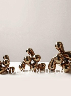 粤萱简约现代几何艺术陶瓷雕塑摆件售楼处样板间酒店家庭门店软装