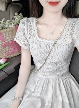 茶歇法式初恋白色连衣裙女夏2025新款春小个子高级感气质收腰长裙