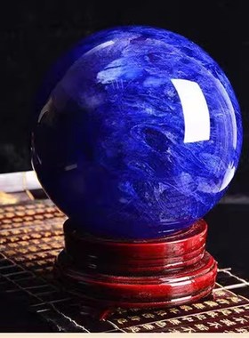 天然蓝色水晶f球摆件原石打磨家居客厅办公室装饰摆件高档工艺品
