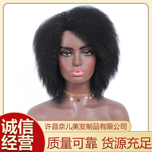 非洲小卷假发黑种人爆炸头蓬松短卷发 男女玫瑰网Afro Wig