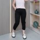 松紧高腰七分裤 胖mm宽松显瘦弹力不规则哈伦休闲八分裤 女夏装 大码