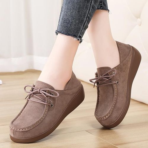 女鞋新款韩版百搭系带松糕摇摇鞋秋季厚底坡跟休闲女单鞋定制