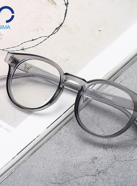 圆平光镜女黑框眼镜板材网红款防蓝光近视眼镜架韩版潮素颜86286