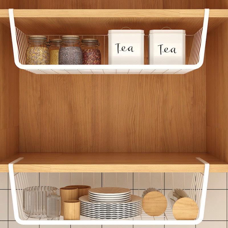 加粗款厨房吊柜下挂篮置物架宿舍桌下橱柜隔板分层悬挂式收纳架