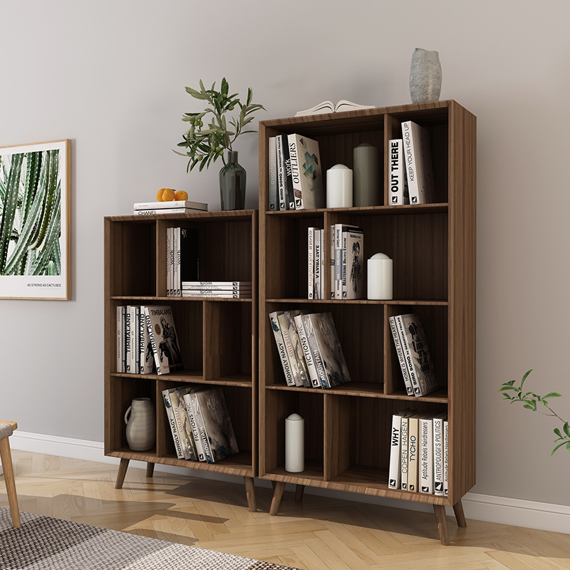 北欧实木书架置物架简约家用书房格子书柜小户型客厅储物展示柜