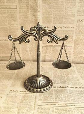 铁艺天平摆件复古装饰模型 北欧风格创意天秤座道具 金属桌面可拆