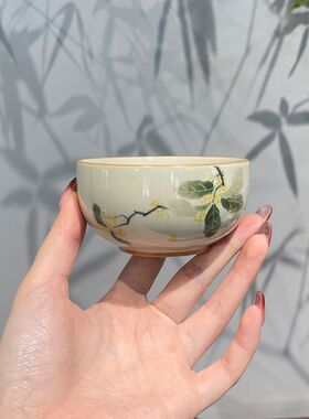 惊蛰 手绘丹桂主人杯陶瓷宽口茶杯个人专用大号S品茗杯功夫茶具盏
