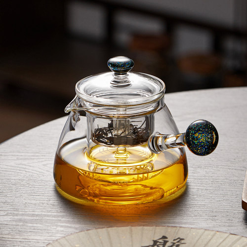 侧把茶壶高硼硅玻璃煮茶壶日式高档泡茶壶蒸煮两用T单壶电陶炉专
