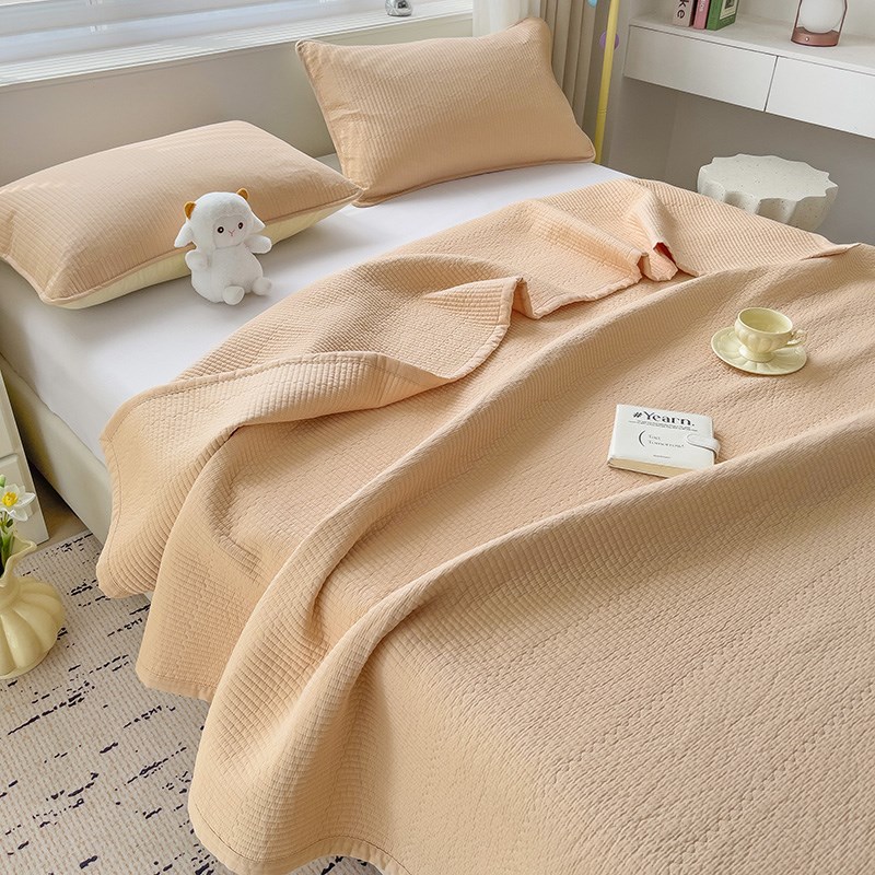 定制纯色水洗棉床盖三件套全棉绗缝被加厚夹棉床单纯棉榻榻米垫子