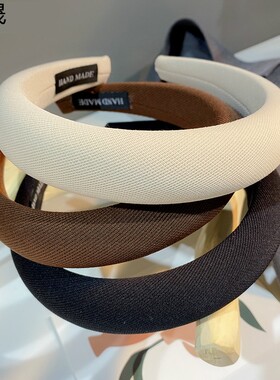 韩国网红色宽边海l绵发箍高颅顶小众压发头箍百搭外出显脸小女发