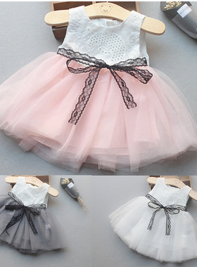 韩国夏季婴儿网纱蓬蓬裙1周岁礼服裙F女童连衣裙宝宝3公主裙子2岁