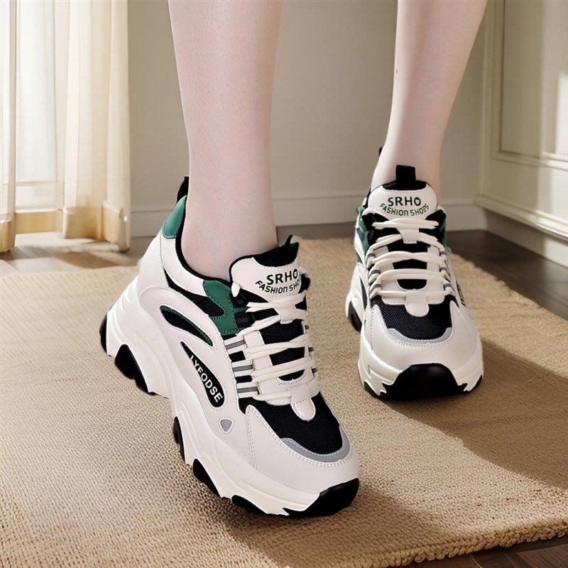内增高老爹鞋女鞋子2025新款爆款春夏薄款网面透气厚底休闲运动鞋