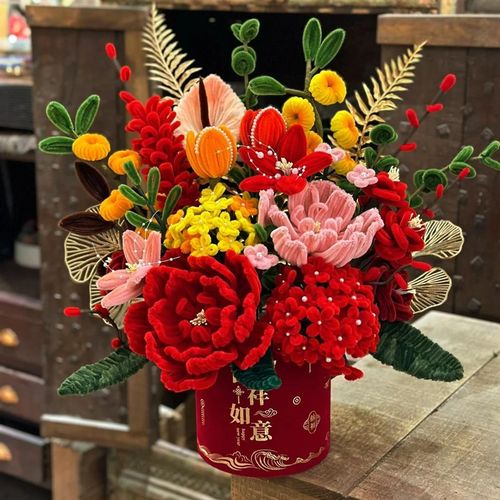 扭扭棒抱抱桶花束手工编织diy材料包自制新年福桶花束送女友闺蜜