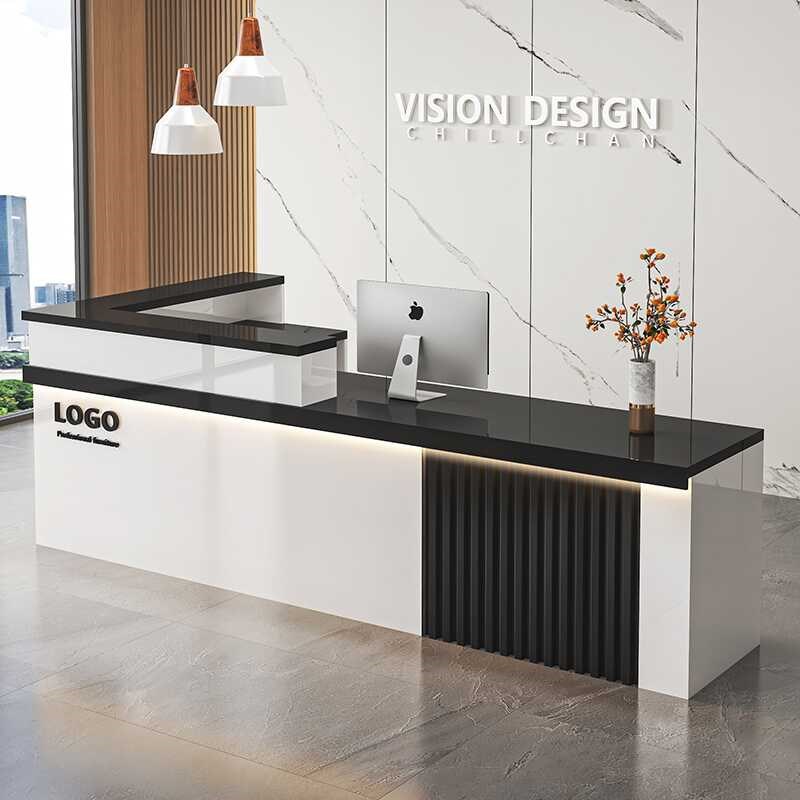 新中式转角收银i台柜台公司前台接待台简约服装店理发店商用吧台