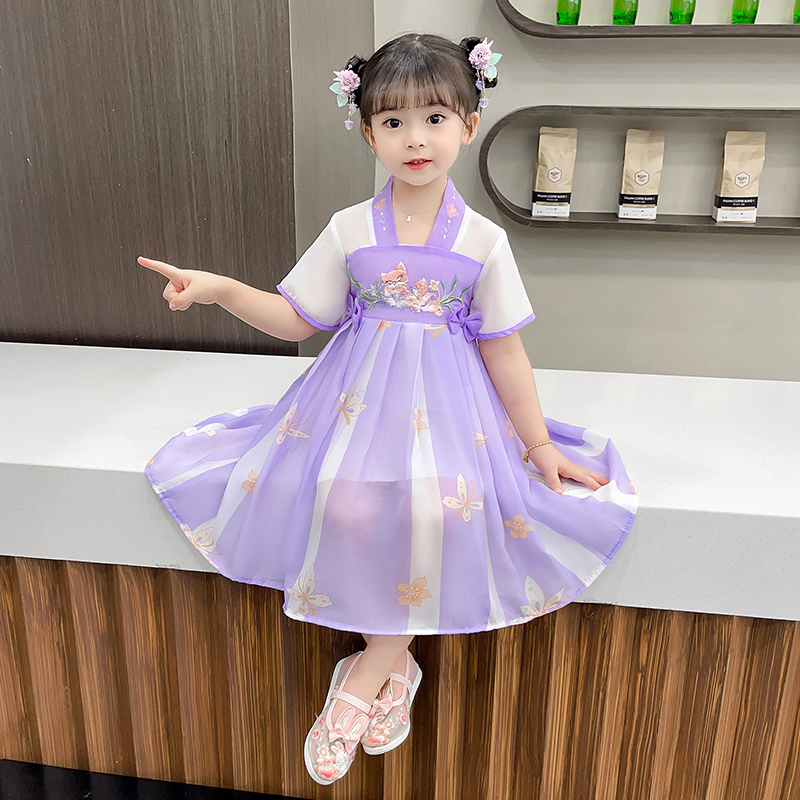 女童汉服儿童古装超仙n连衣裙2023新款女宝宝唐装公主裙子古风夏
