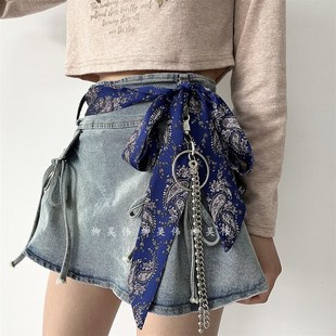 腰果花丝巾腰带女高级感裤子上的配饰裤链百搭皮带女款配牛仔裤潮