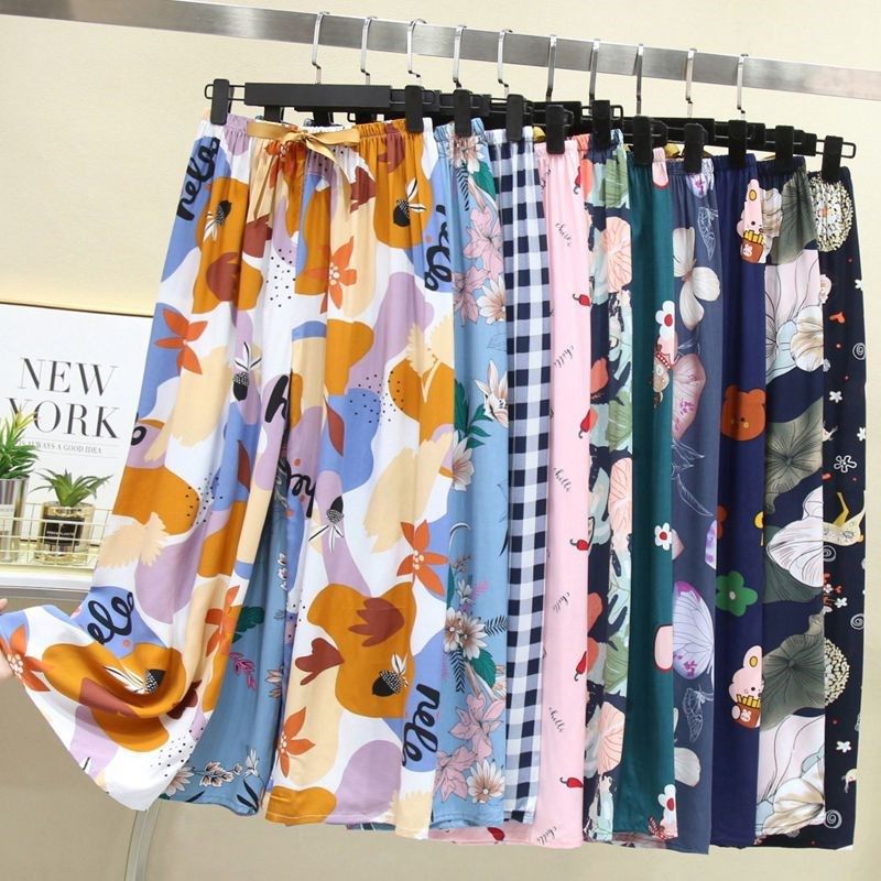 棉绸睡裤夏季女宽松大码阔腿裤九分裤女家居可外穿人造棉裤子女士,女士内衣/男士内衣/家居服,睡裤/家居裤,淘宝优惠券,粉丝福利购,淘宝优惠卷