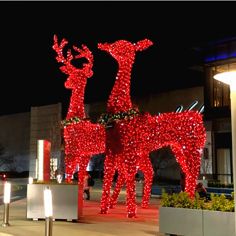 圣诞节LED麋鹿梅花鹿道动物造型灯景区街道装饰LED灯光造型美陈