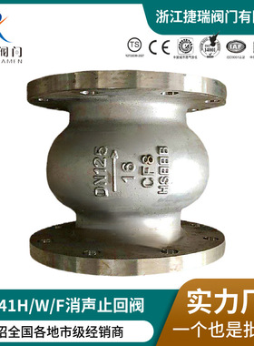 HC41H/F-16C/P碳钢法兰消声止回阀逆止阀304不锈钢立式单向阀DN50